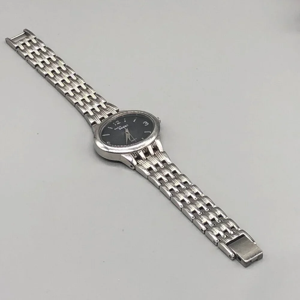 3/$30 Steel by Design Watch Women Black Dial Silver Tone Bracelet 6.25